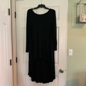 High low long sleeve black dress